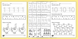 Farm Animals Counting Worksheet up to 20 - farm, animals, 1-1