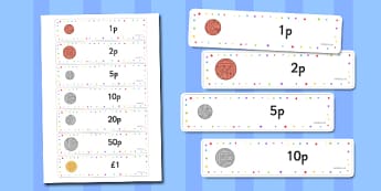 Money Labels - Money & Coins Primary Resources, maths, currency, pounds, euro