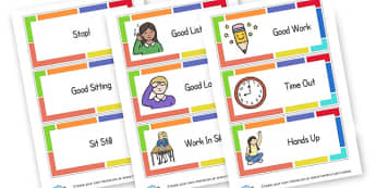 Behaviour Cards - Rules & Behaviour Primary Resources, golden time, routines, reward