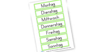 German Days of the Week Cards - German Literacy Primary Resources,German,Languages,Literacy,Words