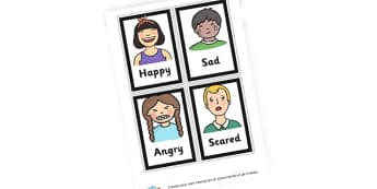 Feelings Faces Cards - My Emotions Literacy Primary Resources, emotion, feeling, happy