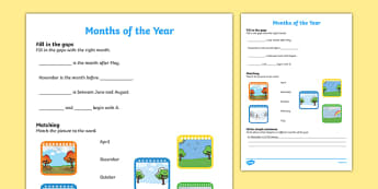 Months of the Year Activity Sheet, worksheet