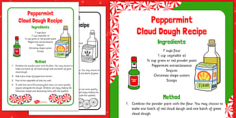 Peppermint Cloud Dough Recipe - Cloud, dough, christmas, EYFS, peppermint