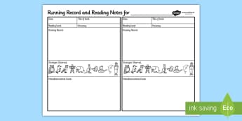 Running Record And Guided Reading Notes - record, guided reading