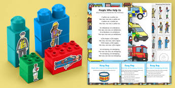 People Who Help Us Emergency Services Busy Bag Prompt Card and Resource Pack - People who help us, blocks, emergency, fire engine, police, ambulance, police car, paramedic, fire fighter