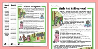 Little Red Riding Hood Traditional Tales Differentiated Reading Comprehension Activity