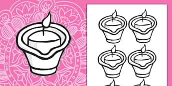 Diwali Colour-in Diva Lamps - diwali, diva lamps, diva, festival