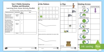 Year 2 Maths Geometry: Position and Movement Home Learning Activity Booklet - maths,  year 2, worksheets, geometry, position, direction, home, parents, support, workbook, homewor