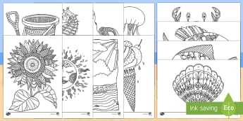 Seaside Mindfulness Colouring Sheets - Mindfulness Colouring