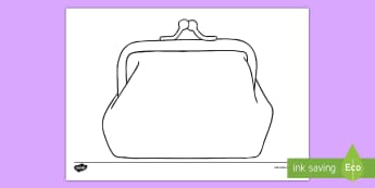 Purse Outline Writing Template - money, coins, notes, maths, shopping