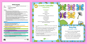 EYFS Caterpillar Crunch Busy Bag Plan and Resource Pack to Support Teaching on The Crunching Munching Caterpillar - The Crunching Munching Caterpillar, Sheridan Cain, life cycle of a butterfly, playdough, create, lan
