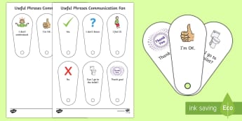 Useful Phrases Communication Fan - non verbal, communication, autism, selective mutism, EAL, SLCN, SLI, communication card