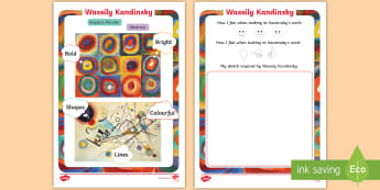 CfE (Early) Looking at Art- Kandinsky Activity Sheet - art, artists, artwork, design, colours, kandinsky, appreciating, responding,Scottish, Worksheet