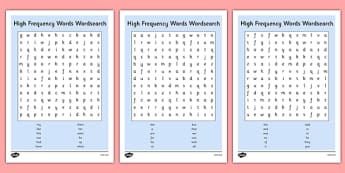 High Frequency Words Wordsearch - high frequency, words, wordsearch