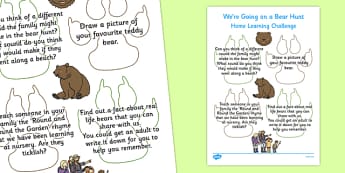 Home Learning Challenge Sheet to Support Teaching on Bear Hunt Nursery FS1