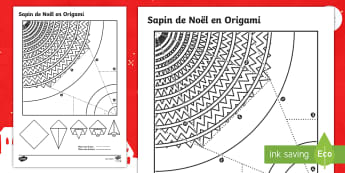 Travaux manuels : Sapin de Noël en origami - fête, décoration, plier, cycle 2, cycle 3,French