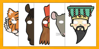 Chinese New Year Role Play Masks - Chinese New Year, Role Play, role play mask, mask, China, lantern, dragon, chopsticks, noodles, year of the rabbit, ox, snake, fortune cookie, pig, money wallet