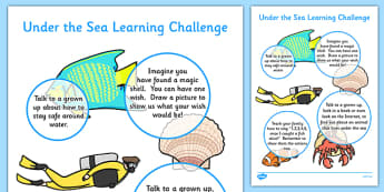EYFS Under the Sea Home Learning Challenge Sheet Nursery FS1 - under the sea