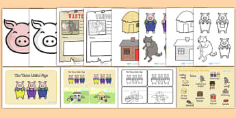 Three Little Pigs Story Sack - story sack, story books, story book sack, stories, story telling, childrens story books, traditional tales