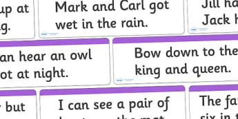 Phase 3 Sentence Cards- Phase 3, sentence, Phase three, Word cards, DfES Letters and Sounds, Letters and sounds, phase 3 activity, suggested sentence phase 3