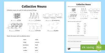 Collective Nouns Activity Sheet - Collective Nouns, nouns, groups, grammar, worksheet,Irish