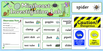 Minibeasts Investigation Lab Role Play Pack - Minibeasts, minibeast, investigation, lab, role play, pack,  knowledge and understanding of the world