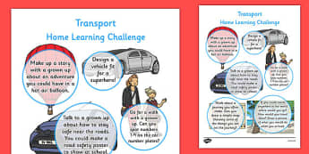 Transport Themed Home Learning Challenges Reception FS2