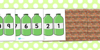 Ten Green Bottles Cut Outs - Ten Green Bottles,10 Green Bottles, cut out, nursery rhyme, rhyme, rhyming, nursery rhyme story, nursery rhymes, counting rhymes,counting backwards, subtraction, one less than, 