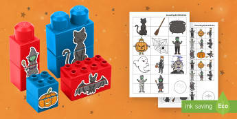Halloween Matching Connecting Bricks Game - EYFS, Early Years, KS1, Connecting Bricks Resources, Duplo, Lego, Plastic Bricks, Building Bricks, H