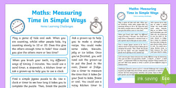 EYFS Maths: Measures Short Periods of Time in Simple Ways Home Learning Challenges - EYFS, Early Years, Measures Short Periods of Time in Simple Ways, mathematics, maths, home learning,