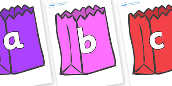 Phoneme Set on Bags - Phoneme set, phonemes, phoneme, Letters and Sounds, DfES, display, Phase 1, Phase 2, Phase 3, Phase 5, Foundation, Literacy