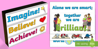 Motivational Quotes Light Box Inserts - light box, message, light, box, motivational, quote, motivate, inspire, children, classroom, meaning