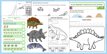 Top Ten Dinosaurs Activity Pack - dino, dinosaurs, stegosaurus, apotosaurus, triceratops, velociraptor, iguanodon, 