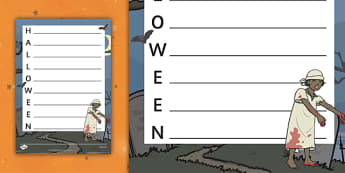 Halloween Acrostic Poem Template - halloween, acrostic poem, halloween poem, halloween activities, halloween worksheet, poetry, poems, poem template