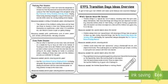 EYFS Transition Days Teaching Ideas  Overview - New Class, Moving Classes, Nursery to Foundation, Classroom Displays, Activities