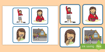 Sequencing Cards Girl Getting Ready for School - school, cards