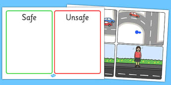Crossing The Road Safe and Unsafe Sorting Cards - crossing the road safe and unsafe sorting cards, road crossing, crossing, safe, sorting cards, discussion cards, cards, flashcards, sorting, road signs, give way, one way, stop, road safety, rules