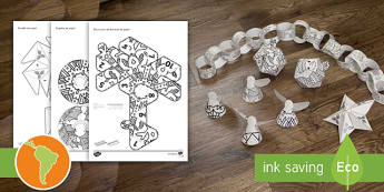 Manualidad: Decoraciones navideñas de papel - guirnaldas, estrellas de navidad, español, spanish, manualidad de navidad