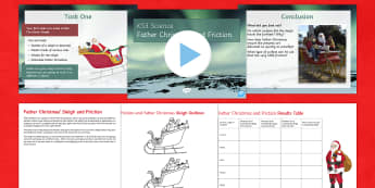 Friction and Father Christmas' sleigh Lesson Pack - KS3/4 Science Christmas Resources, sleighs, friction, surfaces