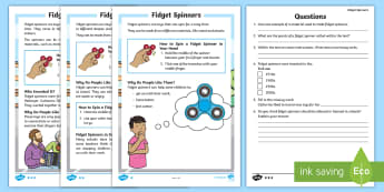KS1 Fidget Spinners Differentiated Reading Comprehension Activity -  fidget spinner, fidget spinners, ks1 fidget spinner, ks1 fidget spinners, Fidget Spinners, ks1 read