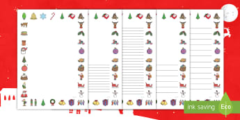 Christmas Page Border Pack English/Hindi - xmas, Happy Christmas, tree, advent, nativity, page border, border, writing template, EAL