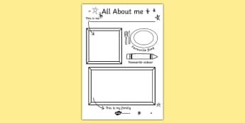 All About Me Colouring and Drawing Worksheet - ourselves, colour