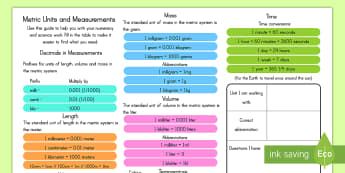 Metric Units and Measurements Word Mat - metric, measurements, conversion, math, mat
