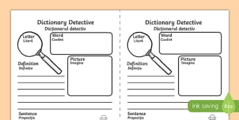 Dictionary Detective Activity Sheet, worksheet