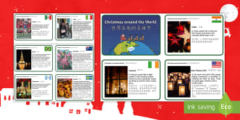 Christmas Around the World Fact Cards English/Mandarin Chinese - EYFS Christmas Around the World Fact Cards - eyfs, christmas, around the world, fact cards,chritmas,