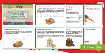 Fractions and Decimals Word Problems Christmas Maths Challenge Cards English/Italian - Christmas Maths KS2, Y5, Year 5, Y6, Year 6, fractions, decimals, word problems, EAL