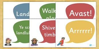 Pirates Display Quote Cut-Out Speech Bubbles - Pirate, Pirates, Topic, Display, Posters, Freize, Fantasy topic, treasure, landlubber, shiver me timbers