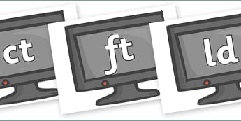 Final Letter Blends on Computer Monitors - Final Letters, final letter, letter blend, letter blends, consonant, consonants, digraph, trigraph, literacy, alphabet, letters, foundation stage literacy