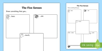 The Five Senses Drawing Activity Sheet, worksheet