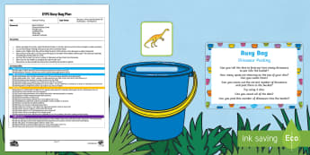 EYFS Dinosaur Posting Busy Bag Plan and Resource Pack - Harry and the Bucketful of Dinosaurs, Ian Whybrow, number, dice, counting